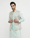 Aqua Green Elegance in Kurta Jacket Set